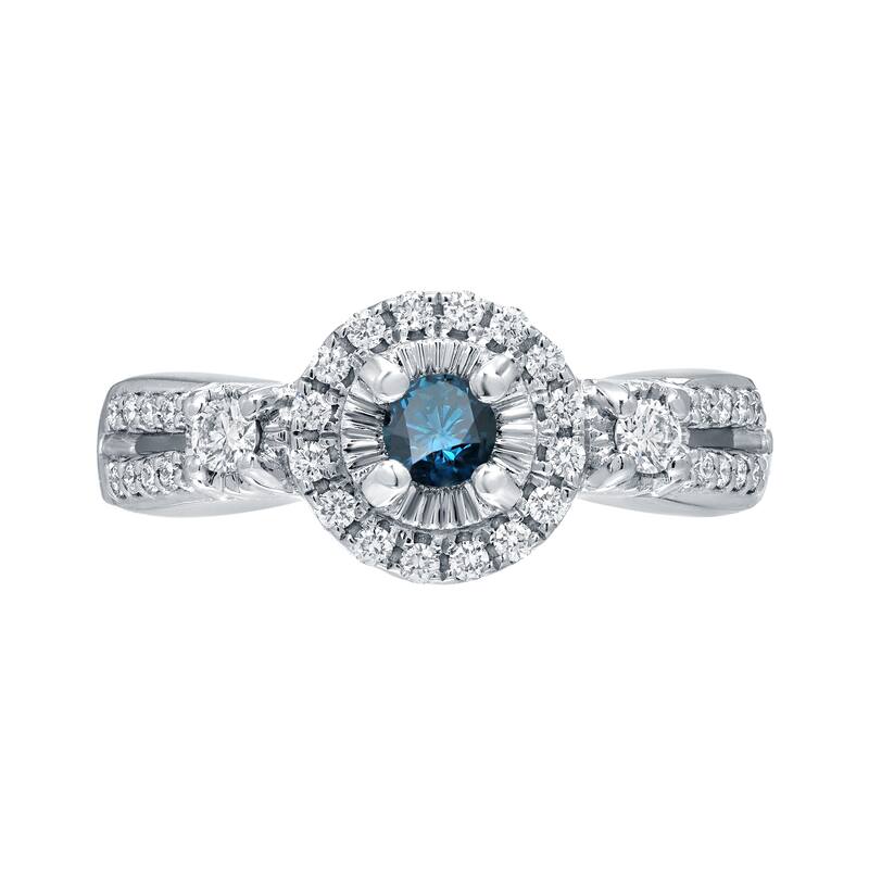 Auriya Modern 2/5ctw Illusion Set Halo Blue Diamond Engagement Ring 14k Gold (H-I, I1-I2)
