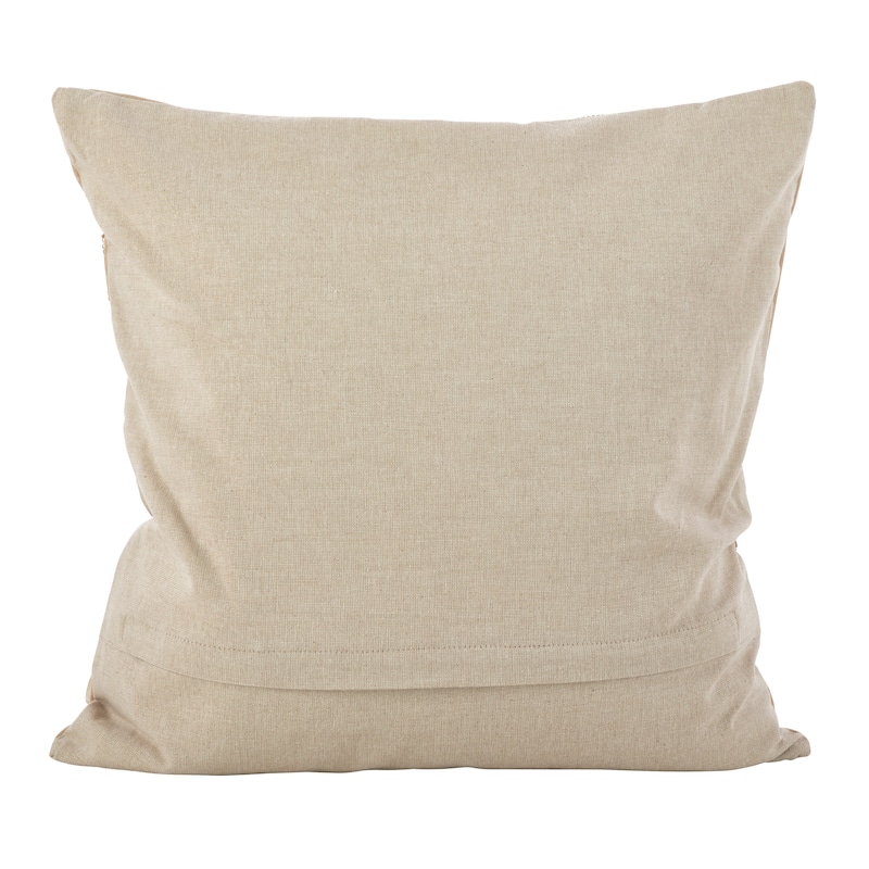 Embroidered Floral Design Beaded Cotton Poly Filled Throw Pillow