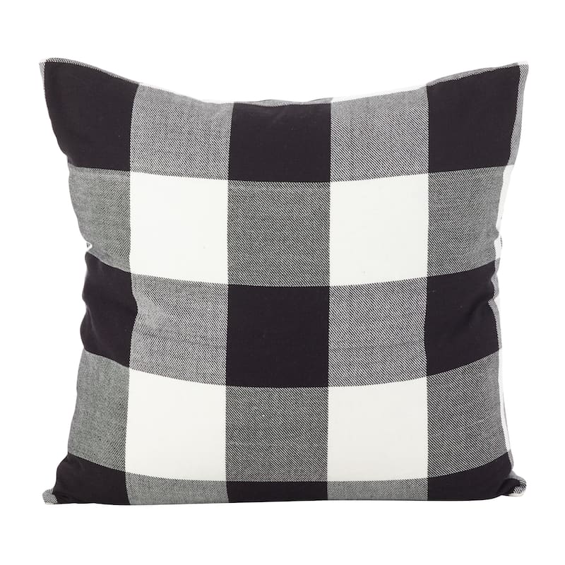 Buffalo Check Plaid Design Throw Pillow - Black - 20" x 20" - Feather Down