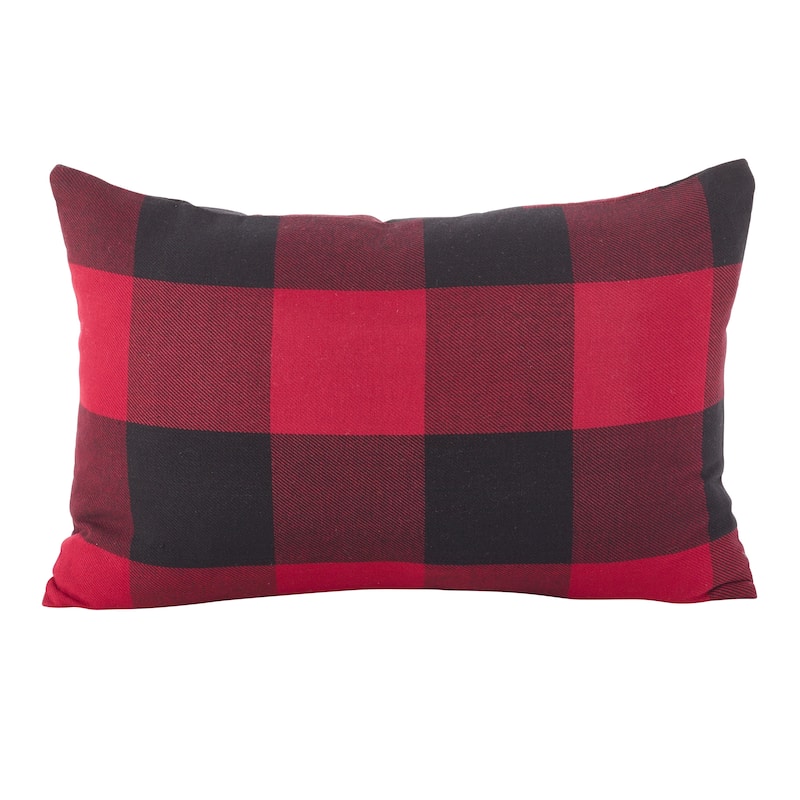 Buffalo Check Plaid Design Throw Pillow - Red - 13" x 20" - Cover Only