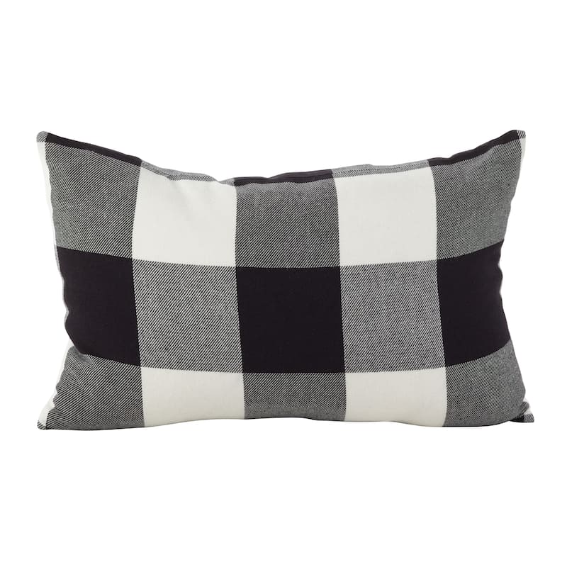 Buffalo Check Plaid Design Throw Pillow - Black - 13" x 20" - Cover Only
