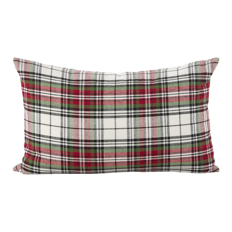 Classic Tartan Plaid Pattern Cotton Down Filled Throw Pillow