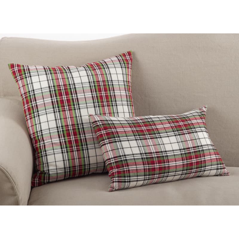 Classic Tartan Plaid Pattern Cotton Down Filled Throw Pillow