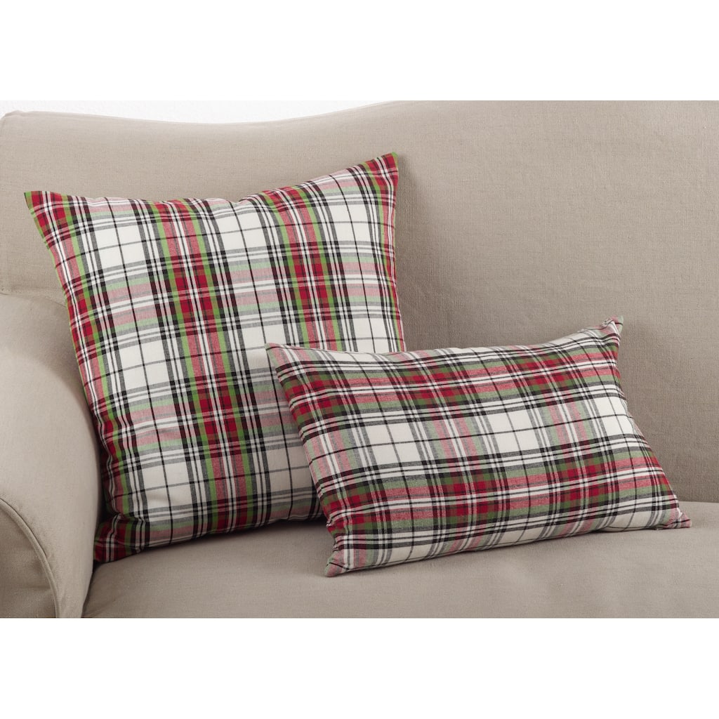 Classic Tartan Plaid Pattern Cotton Down Filled Throw Pillow