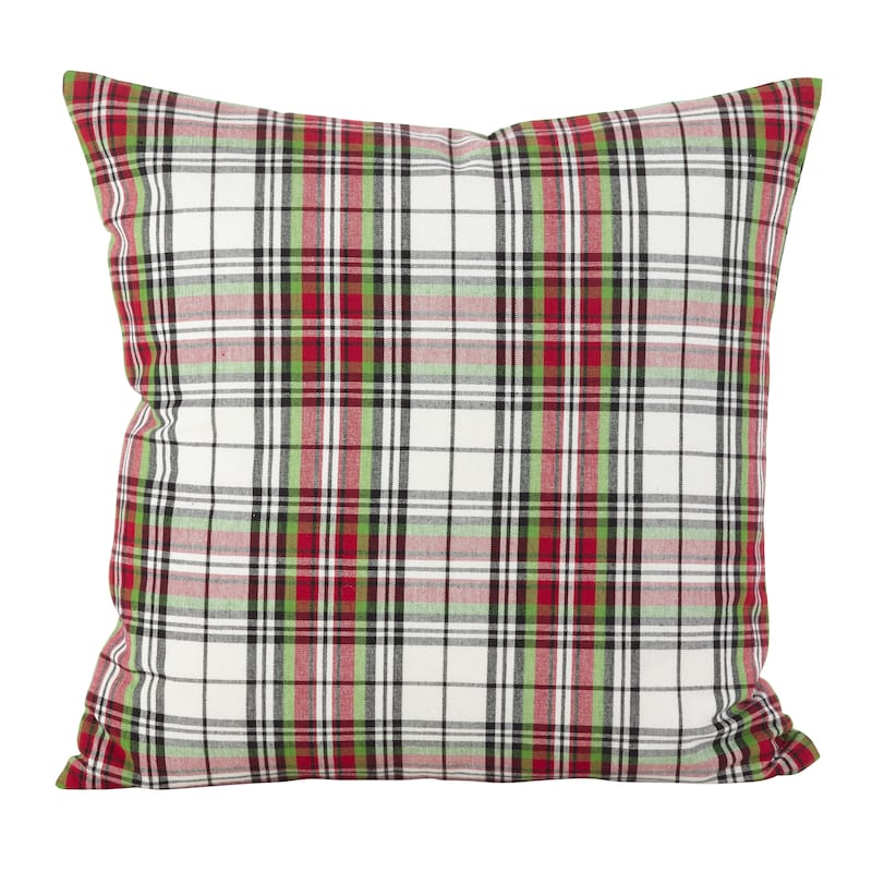 Classic Tartan Plaid Pattern Cotton Down Filled Throw Pillow