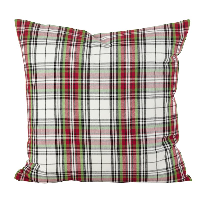 Classic Tartan Plaid Pattern Cotton Down Filled Throw Pillow