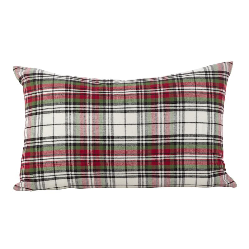 Classic Tartan Plaid Pattern Cotton Down Filled Throw Pillow