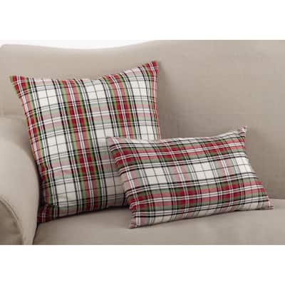 Classic Tartan Plaid Pattern Cotton Down Filled Throw Pillow