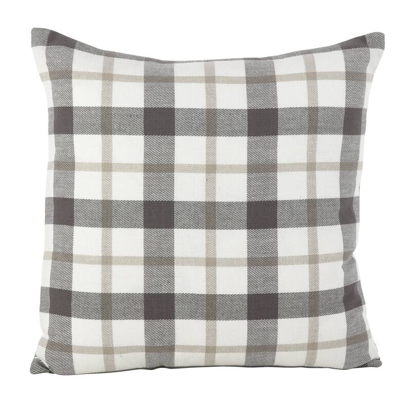 Classic Plaid Pattern Cotton Down Filled Throw Pillow