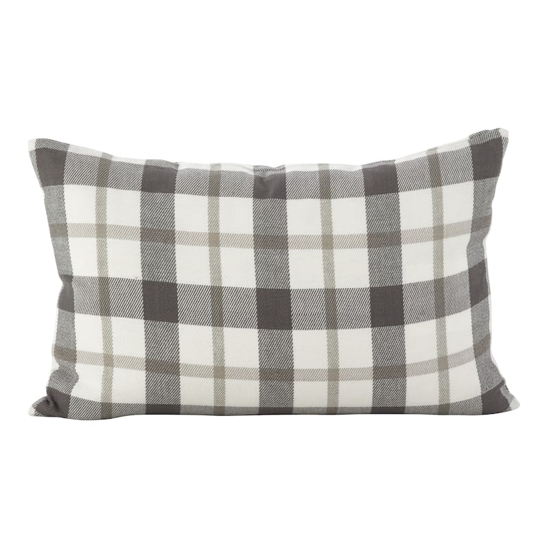 Classic Plaid Pattern Cotton Down Filled Throw Pillow