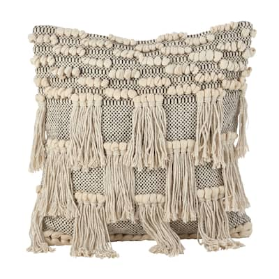 Moroccan Wedding Blanket Style Design Fringe Cotton Down Filled Throw Pillow