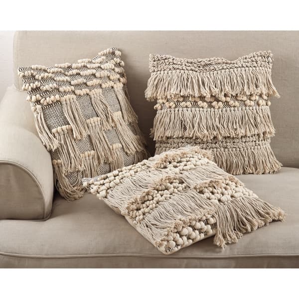 Moroccan Wedding Blanket Style Design Fringe Cotton Down Filled Throw Pillow Overstock 16069727