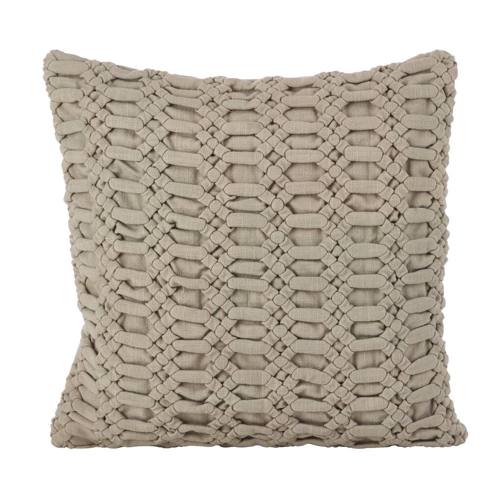 Smocked Design Cotton Down Filled Throw Pillow