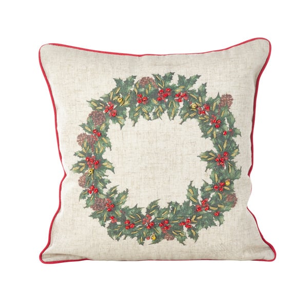 Holly Wreath Holiday Decorative Pillows