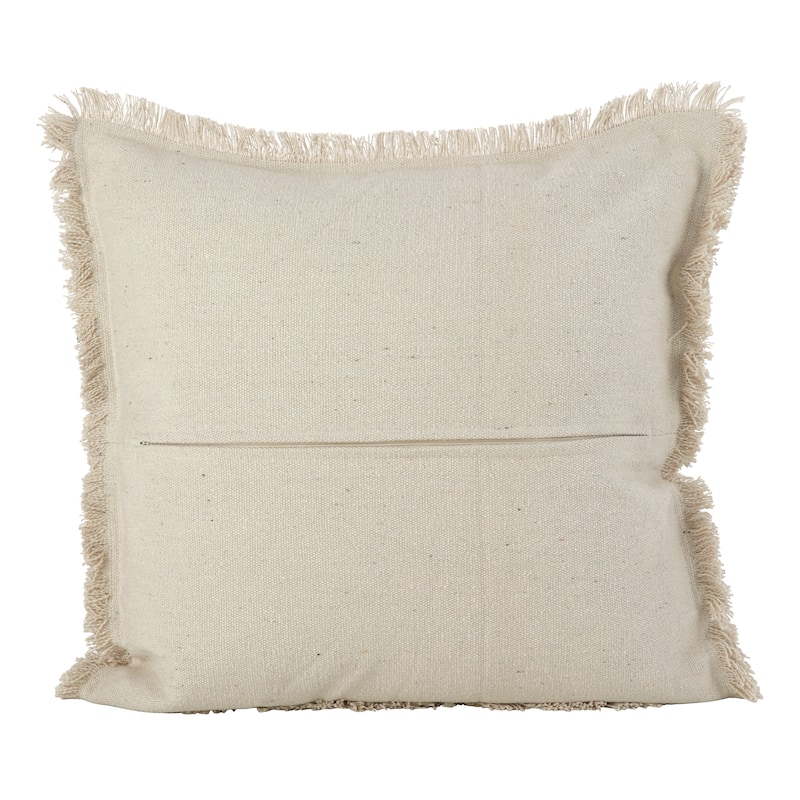 Diamond Design Fringe Trim Cotton Down Filled Throw Pillow