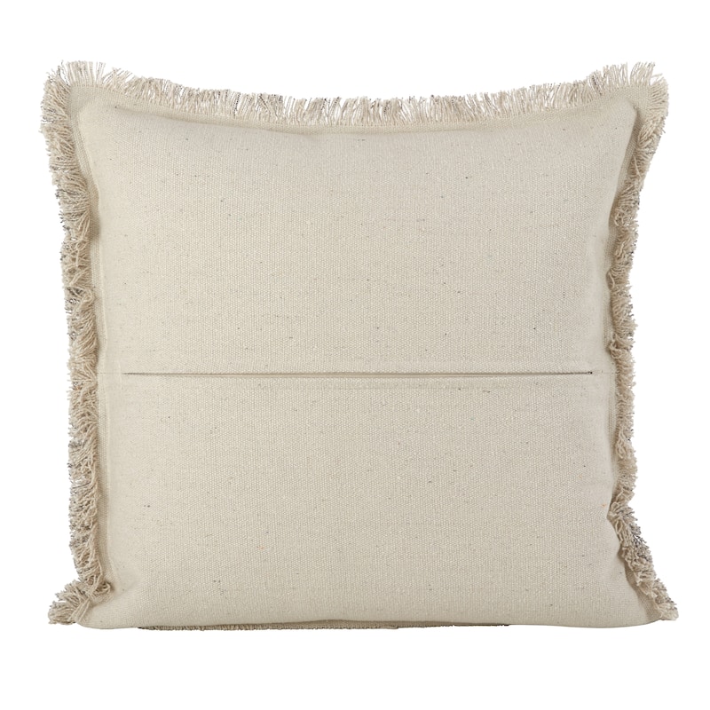 Diamond Design Fringe Trim Cotton Down Filled Throw Pillow