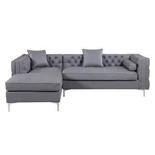 Chic Home Monet Grey Leather Left Sectional Chic Home Monet Grey Leather Left Sectional