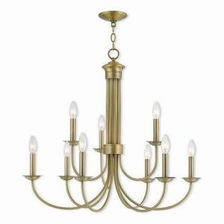 Livex Lighting Estate 9 light Antique Brass Indoor Chandelier