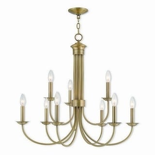 Livex Lighting Estate 9 light Antique Brass Indoor Chandelier