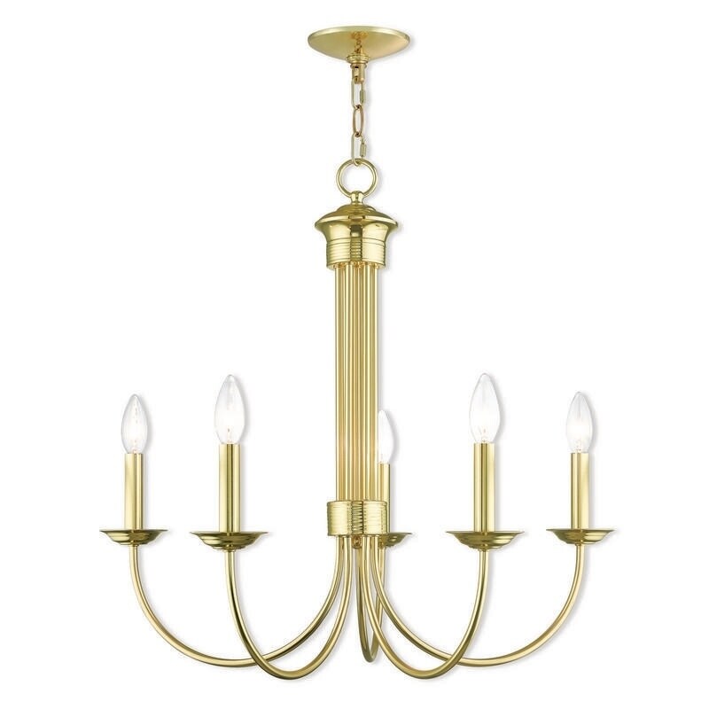 Livex Lighting 42685-02 Estate 5 light Polished Brass Indoor Chandelier (Polished Brass) - Chandeliers For Bedrooms by Overstock.com