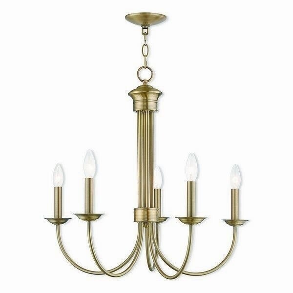 Livex Lighting 42685-01 Estate 5 light Antique Brass Indoor Chandelier (Antique Brass) - Chandeliers For Bedrooms by Overstock.com