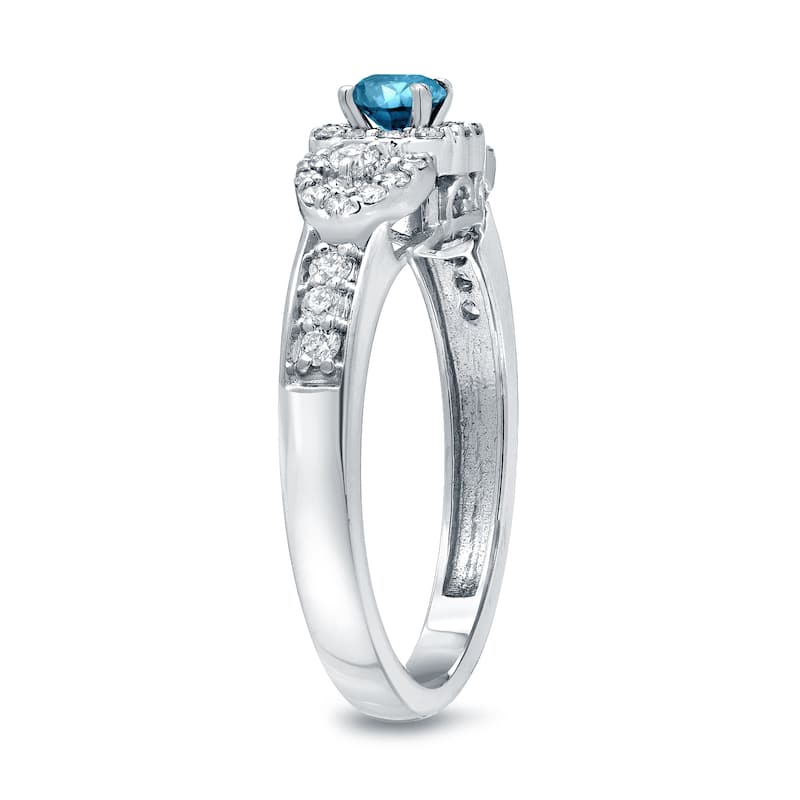 Auriya 3-Stone 1/2ctw Blue Diamond Engagement Ring 14k Gold (H-I, I1-I2)