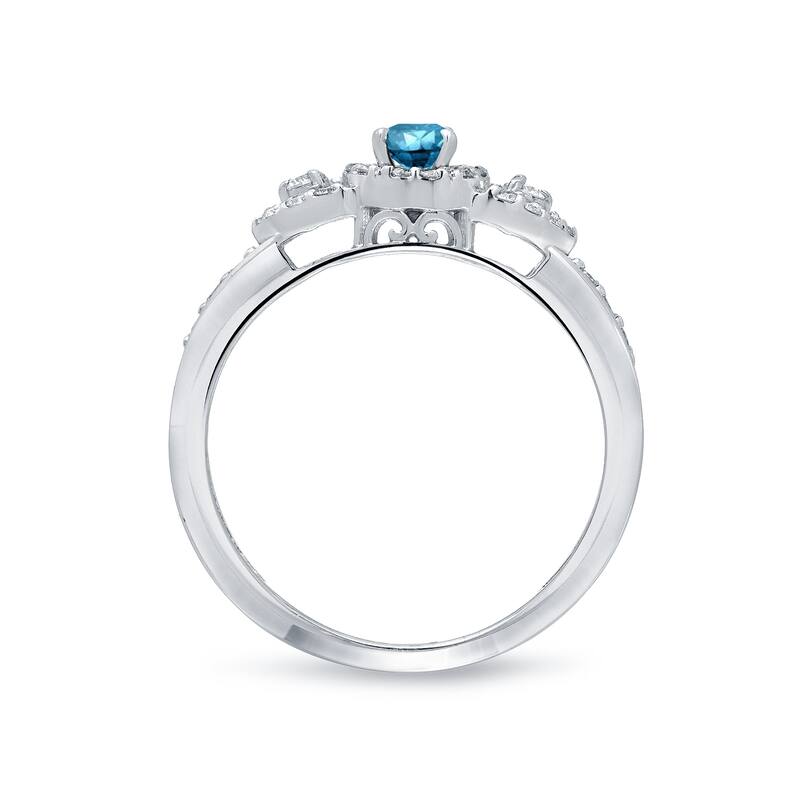Auriya 3-Stone 1/2ctw Blue Diamond Engagement Ring 14k Gold (H-I, I1-I2)