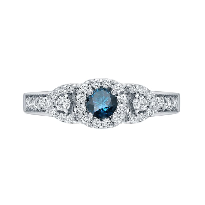 Auriya 3-Stone 1/2ctw Blue Diamond Engagement Ring 14k Gold (H-I, I1-I2)