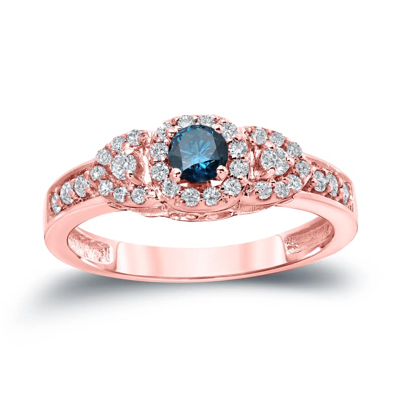 Auriya 3-Stone 1/2ctw Blue Diamond Engagement Ring 14k Gold (H-I, I1-I2)