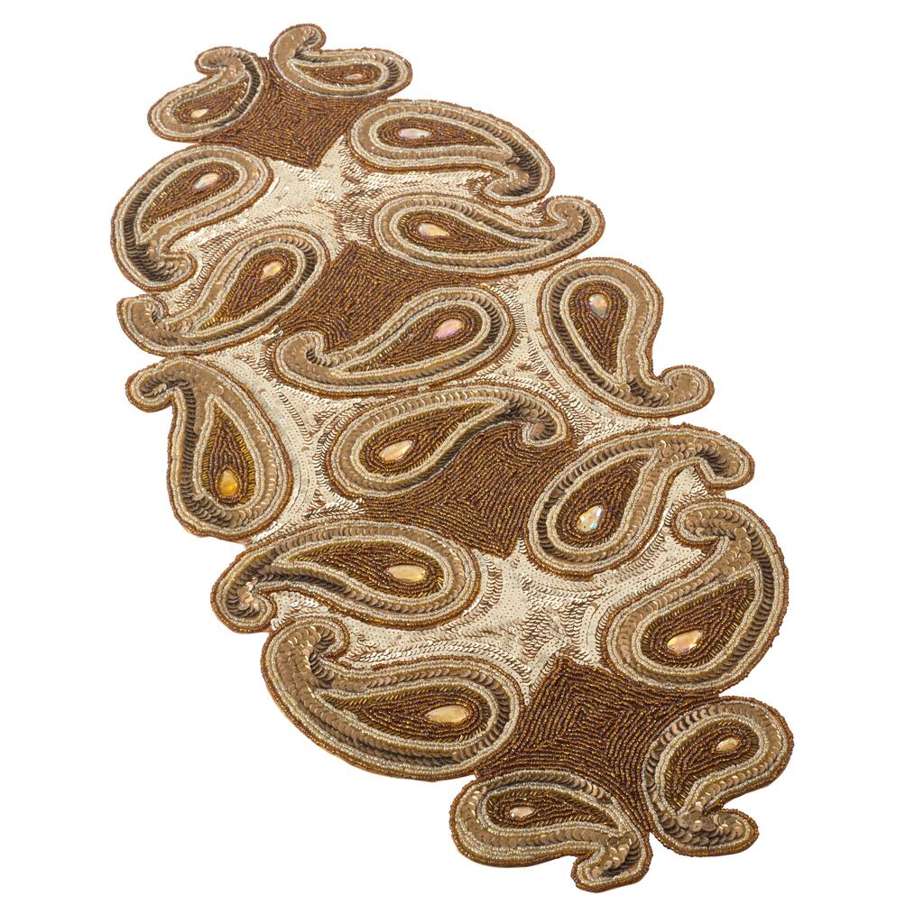 Beaded Paisley Design Table Runner