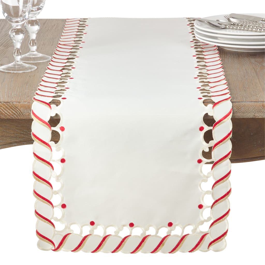 Candy Cane Design Christmas Holiday Table Runner