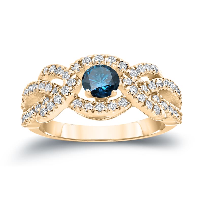 Auriya Braided 1 carat TW Blue Diamond Engagement Ring 14k Gold (H-I, I1-I2)