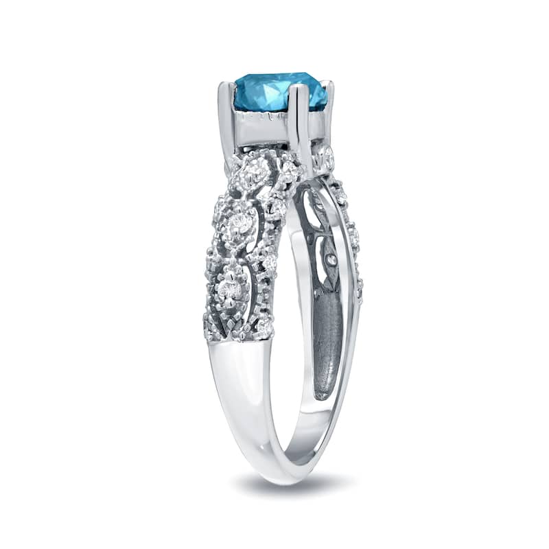Auriya Unique Vintage 1 1/4ctw Blue Diamond Engagement Ring 14k Gold (I1-I2)