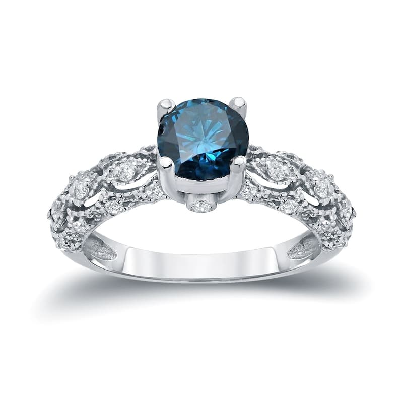 Auriya Unique Vintage 1 1/4ctw Blue Diamond Engagement Ring 14k Gold (I1-I2)