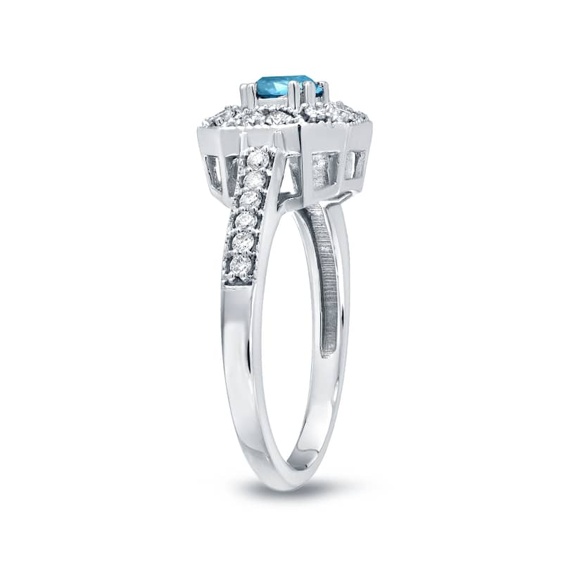 Auriya Vintage Blue Diamond Halo Engagement Ring 3/4ct TW 14k Gold (H-I, I1-I2)