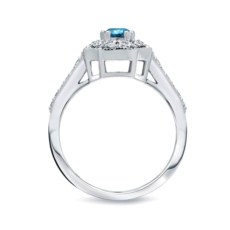 Auriya Vintage Blue Diamond Halo Engagement Ring 3/4ct TW 14k Gold (H-I, I1-I2)