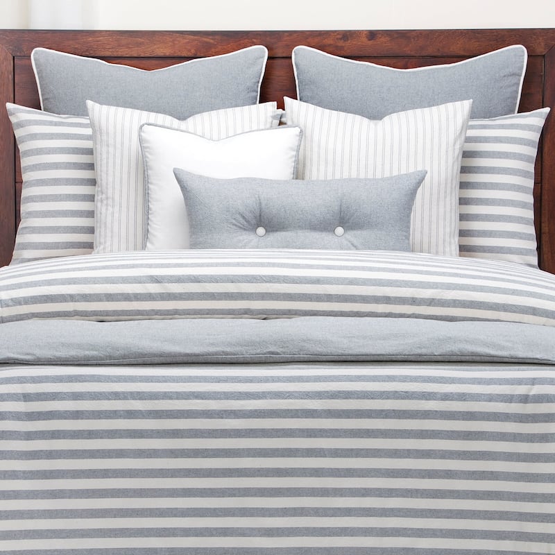 SIScovers Ticking Stripe Pewter Accent Throw Pillows