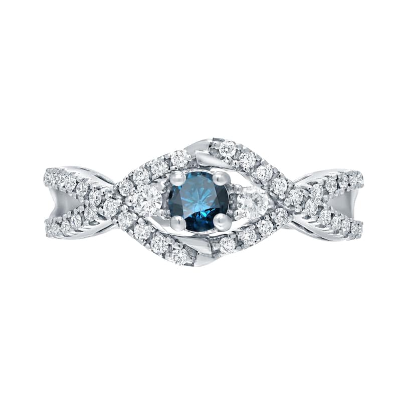 Auriya 1/2ctw 3-Stone Infinity Blue Diamond Engagement Ring 14k Gold