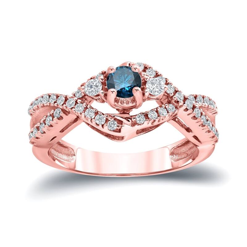 Auriya 1/2ctw 3-Stone Infinity Blue Diamond Engagement Ring 14k Gold