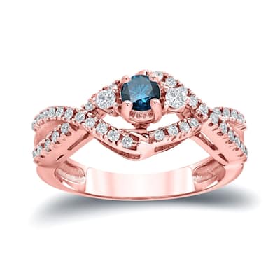 Auriya 1/2ctw 3-Stone Infinity Blue Diamond Engagement Ring 14k Gold