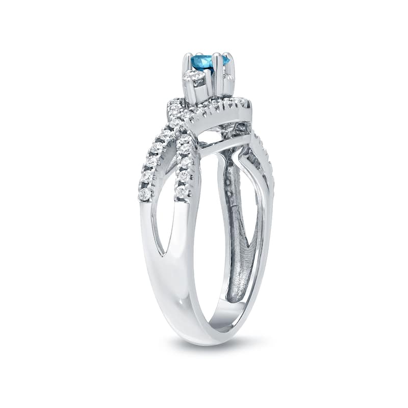 Auriya 1/2ctw 3-Stone Infinity Blue Diamond Engagement Ring 14k Gold