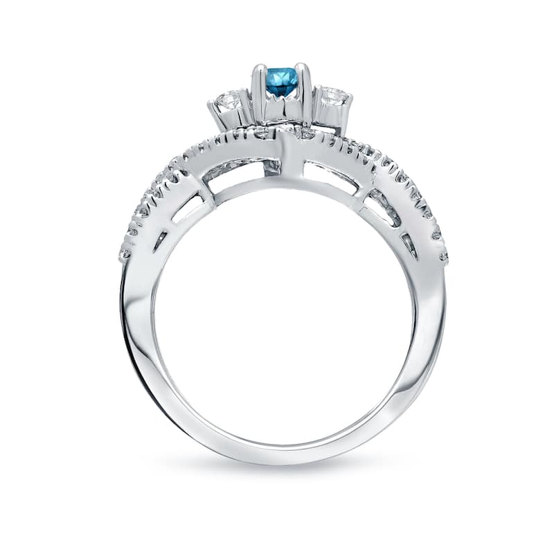 Auriya 1/2ctw 3-Stone Infinity Blue Diamond Engagement Ring 14k Gold