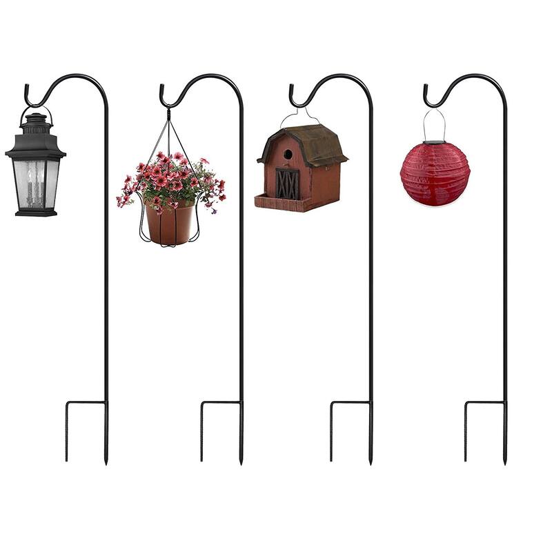 Sorbus® Shepherd's Hooks (Set of 4), Extendable Garden Planter Stakes for Bird Feeders, Up to 6.5 Lbs