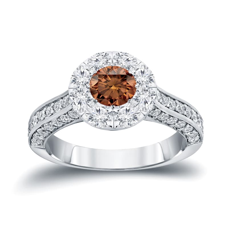 Auriya 1 3/4ctw Brown Diamond Halo Engagement Ring 14k Gold