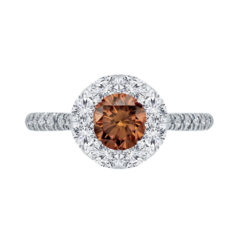 Auriya 1 1/6ctw Brown Diamond Halo Engagement Ring 14k Gold (H-I, I1-I2)