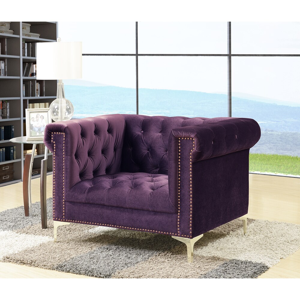 purple leather club chair