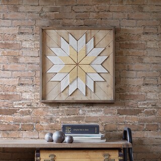 INK+IVY Solis Natural Wood Wall Decor with Gold Embelishment