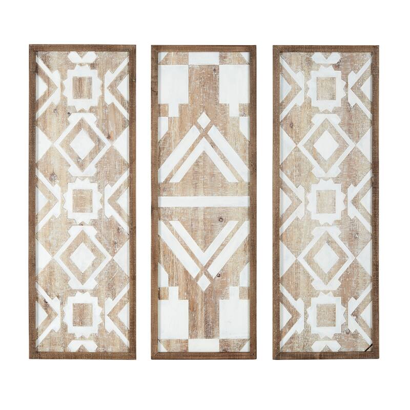 Madison Park Mandal Panel Two-tone Geometric 3-piece Wood Wall Decor Set