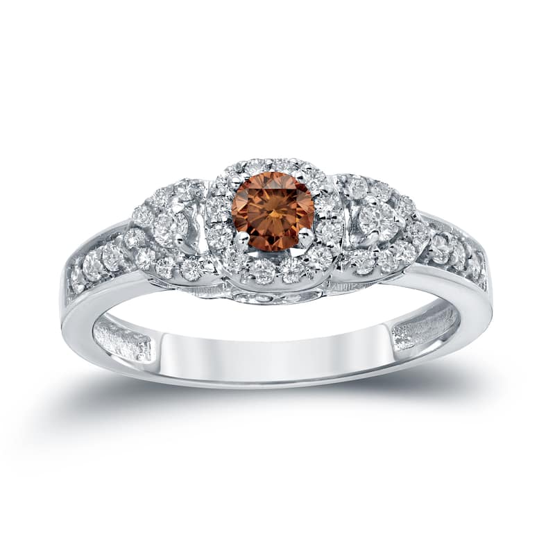 Auriya 3-Stone 1/2ctw Brown Diamond Engagement Ring 14k Gold