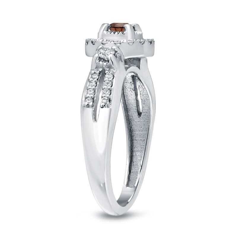 Auriya Illusion Set Brown Diamond Halo Engagement Ring 2/5ctw 14k Gold